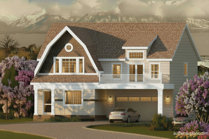 Design by Authentic Homes in Utah. Shingle style house plan designed for a small lot . 