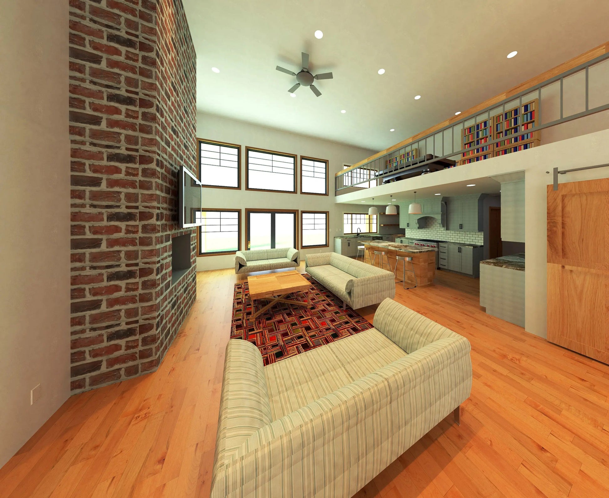 vaulted living room