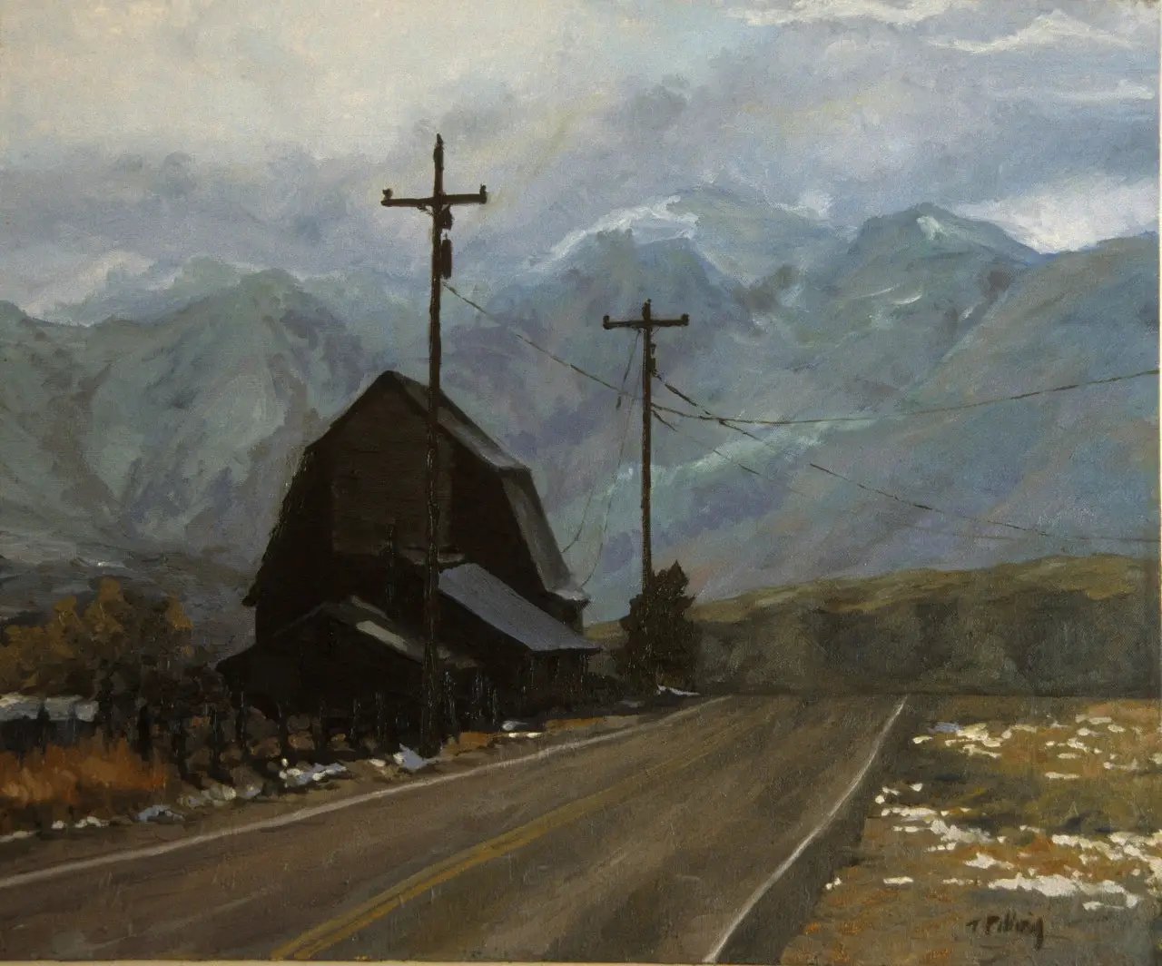 Landscape oil painting of old barn in Kamas Utah