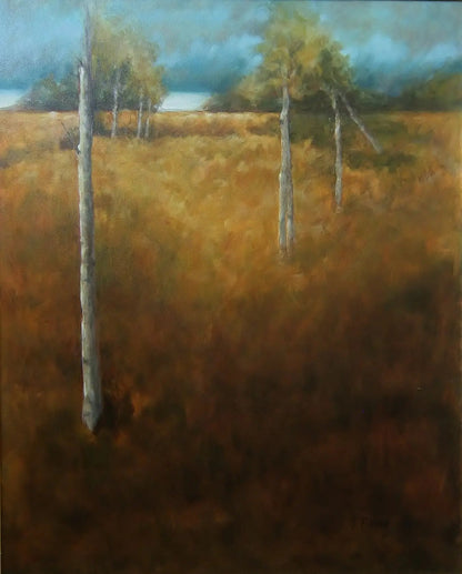 Landscape oil painting of aspen trees in Kamas Utah. Painted by artist Tanya Pilling.