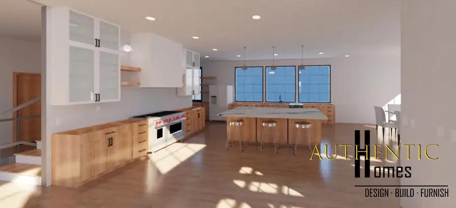beautiful kitchen with large windows