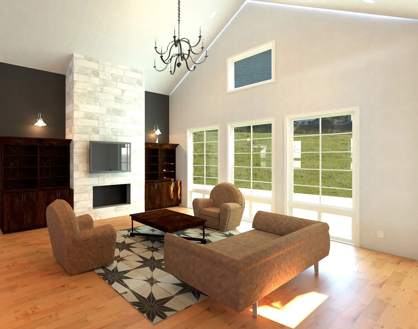vaulted living room