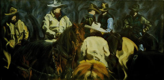 Landscape oil painting of Back Country Horsemen in Utah