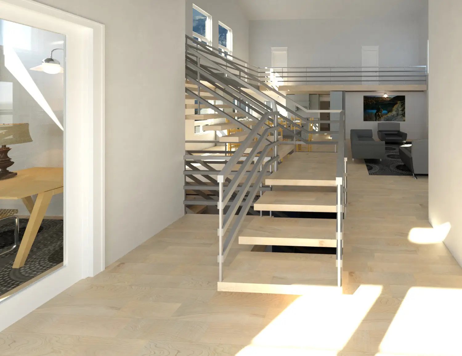 modern staircase and catwalk
