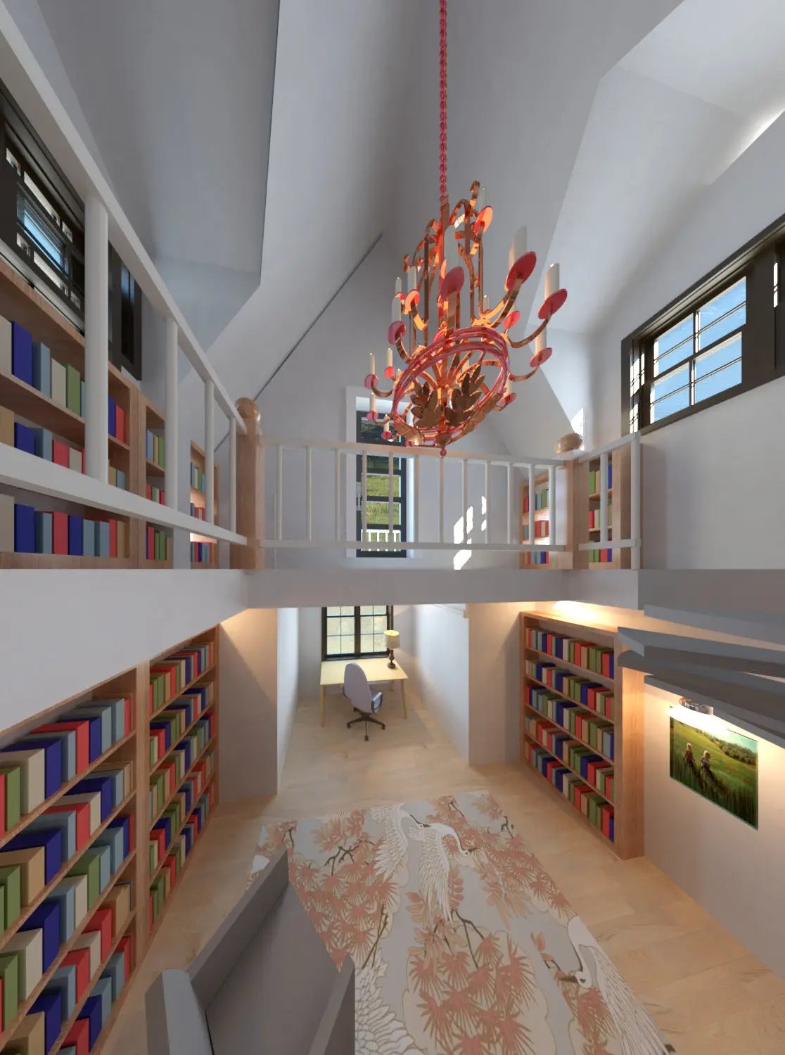 two story vaulted library